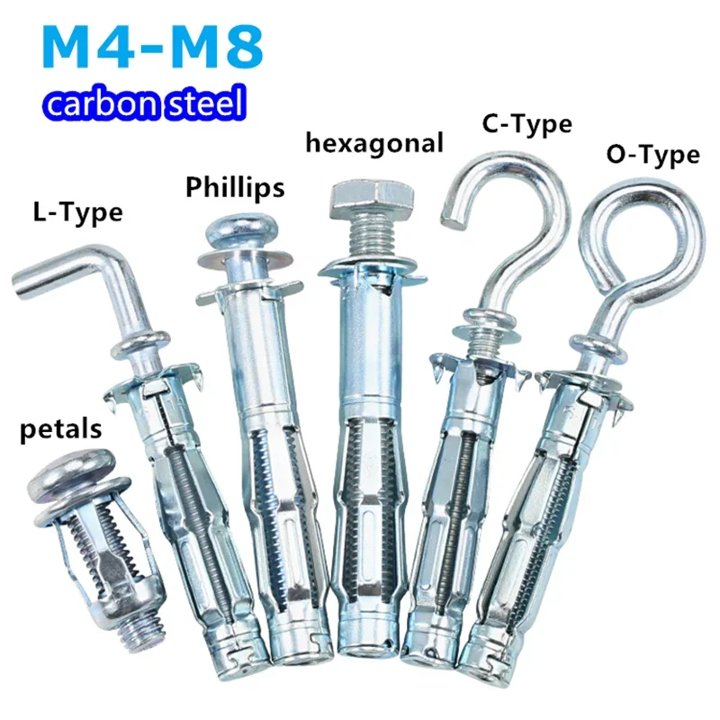 Zestaw nitonakrętek zaciskowych z włókna węglowego w kształcie płatka, metalowe nitonakrętki rozporowe, zaciski do paneli, tablic rejestracyjnych, nakrętki blokujące.