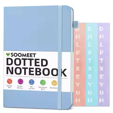A6 Hardcover Dot Grid Notebook Retro Bandage Design Mini Portable Journal 120 Pages for Notes Sketching Office School Supplies