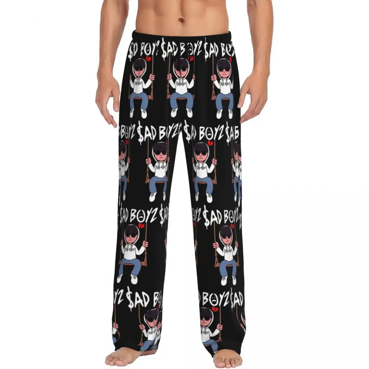 Custom J-Juniors H Singer Merch Sad Boyz Art Print Pajama Pants Men's Sleepwear Lounge Sleep Bottoms Stretch with Pockets