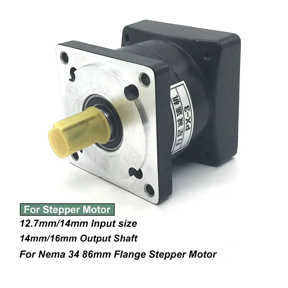 Nema34 Planetary Gearbox 86mm Flange 14/12.7mm Input 16/14mm Output Ratio 3,5,10,15~216 to 1 3000rpm for Stepper Motor