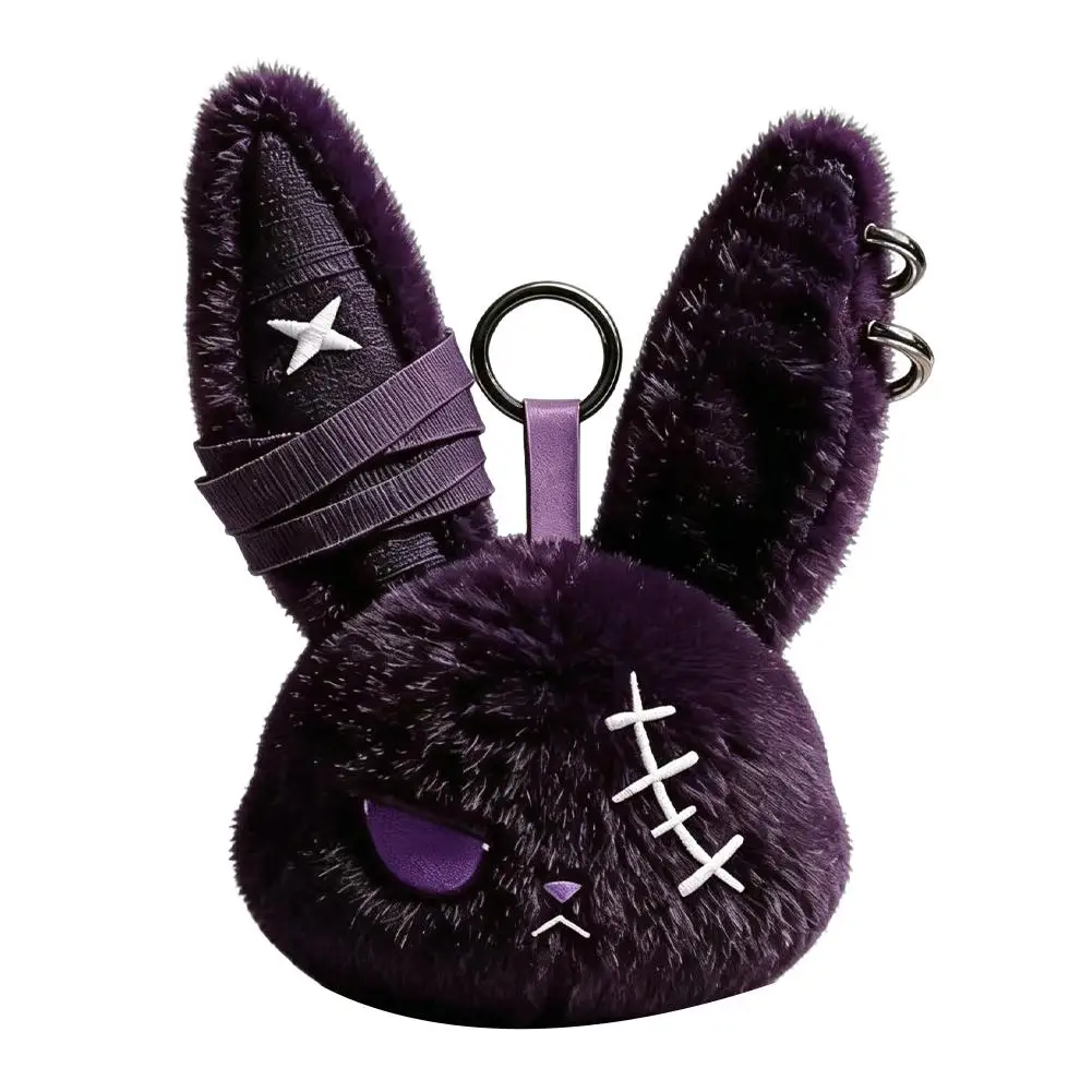 Gothic Bunny Plush Keychain Kawaii Rabbit Bag Charm Cute Key Pendant Halloween Bandage Rabbit Doll Bag Charm Halloween Gifts