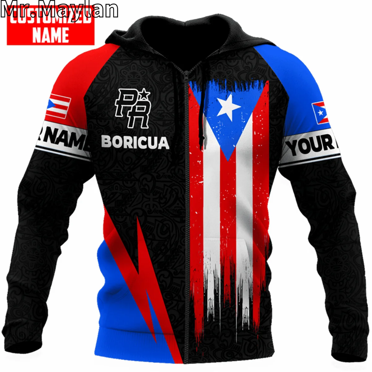 Homens e mulheres PUTO RICO FLAG Jaqueta impressa 3D, Hoodie Unisex, Streetwear Casual, Moletons, Pullover, Hombre-1