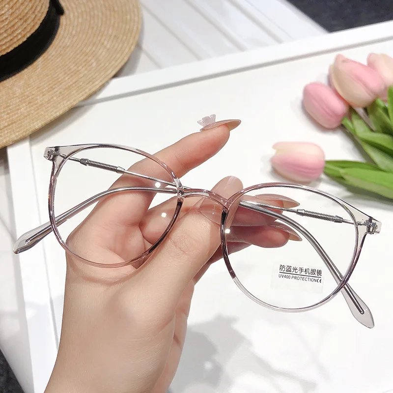 New Fashion Retro Anti Blue Light Glasses for Women Men Ultralight TR Alloy Frame Female Trend Optical Transparent Eyeglasses