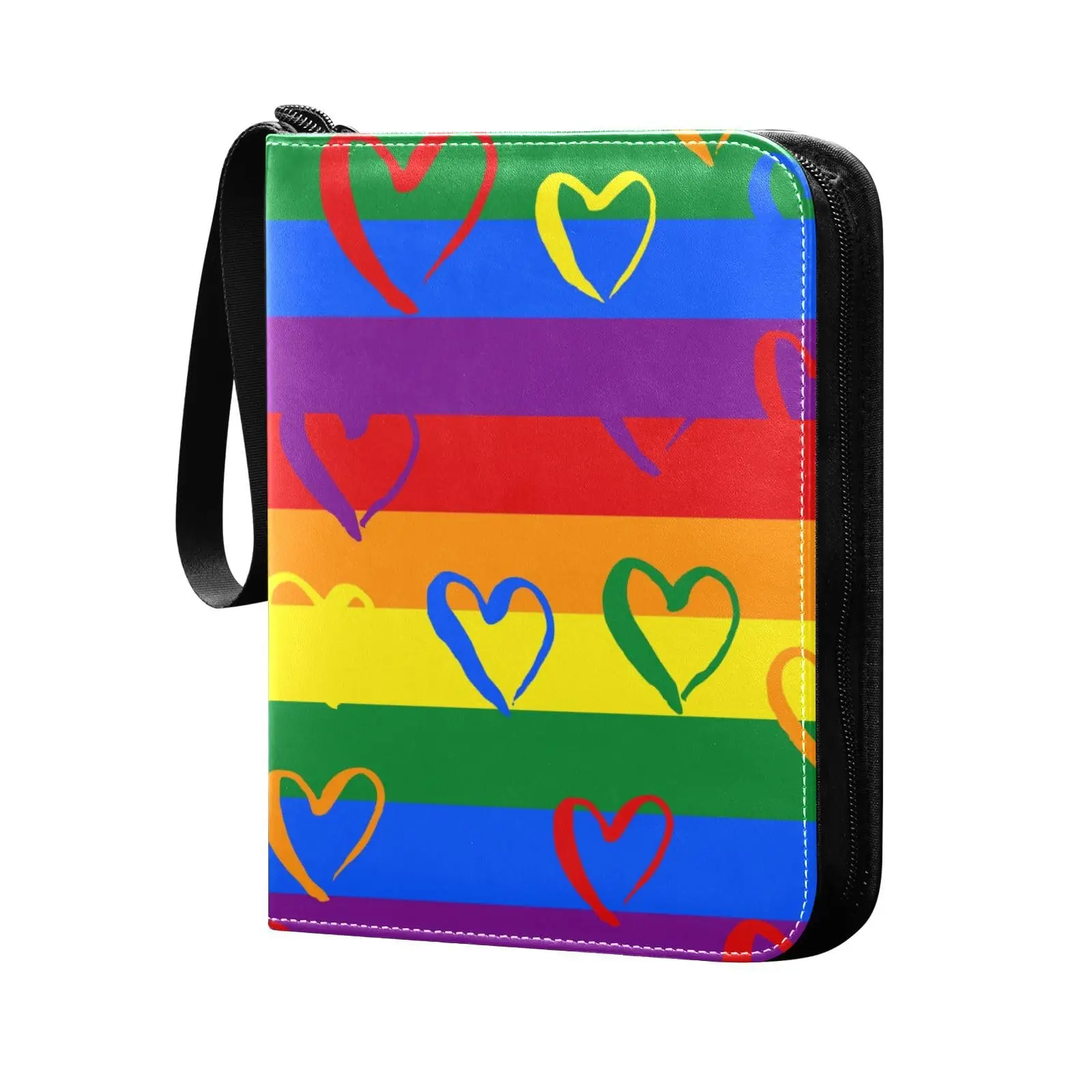 

Colored Hearts Valentine's Day 4 Pocket Card Binder 400 Double Sided Pocket Album Sport Game Card Unique Card Collection Storage