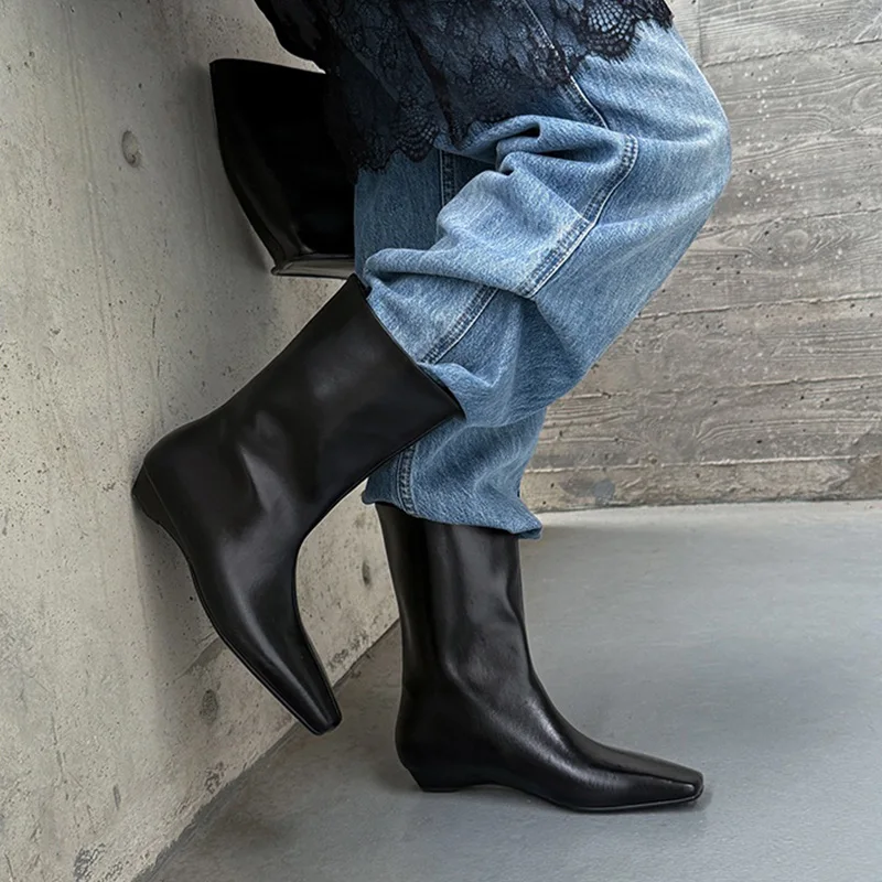 

2026 Новый размер 34–43, женская обувь, короткие ботинки на низком каблуке, модные осенние зимние ботинки из натуральной кожи, женские ботильоны