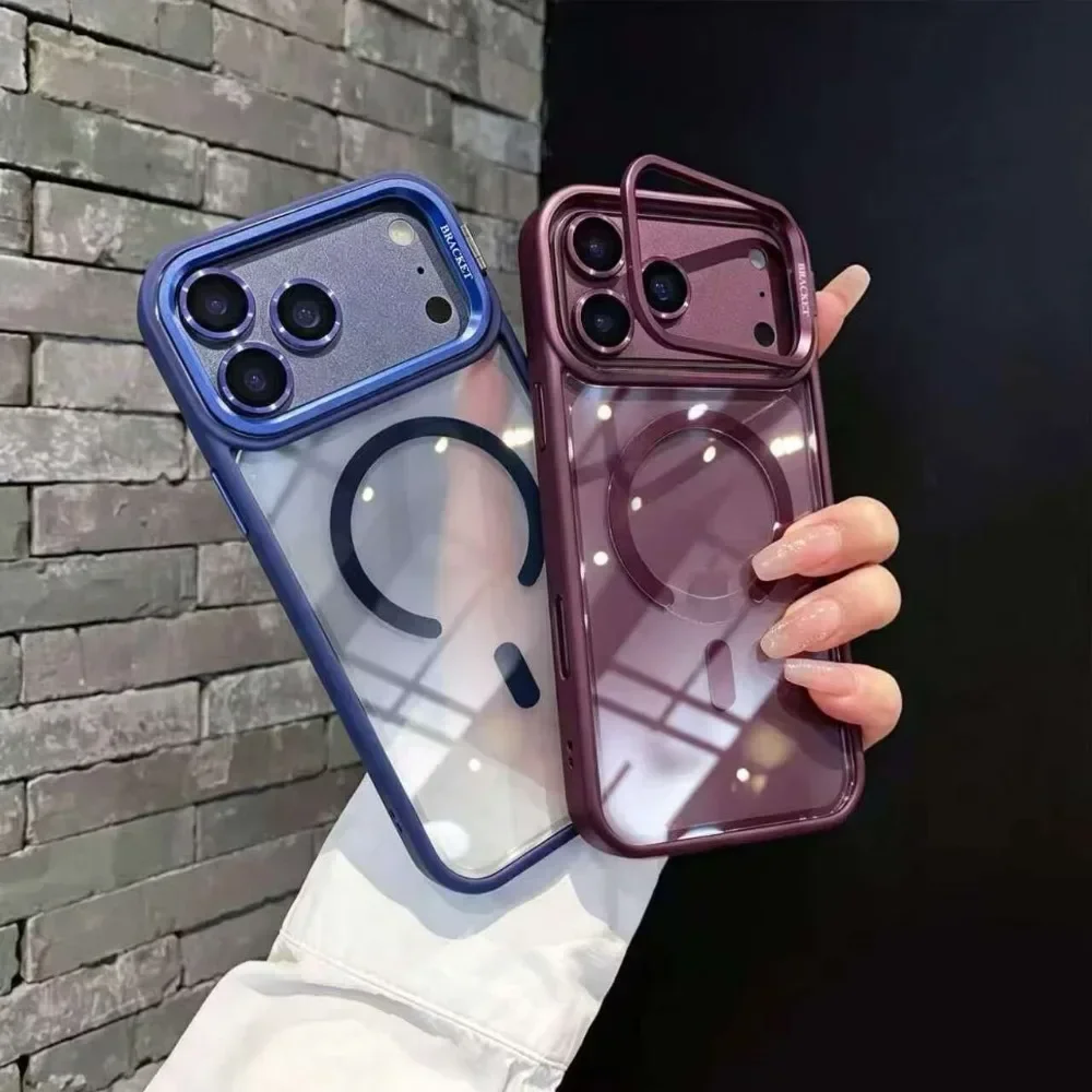 Luxuriöse Halterung Magnetische Hülle für iPhone 18 Pro 17 16 15 14 13 12 11 18 Pro Max mit Magsafe Glaslinsen-Schutz Rückseitenabdeckung – Detail 3