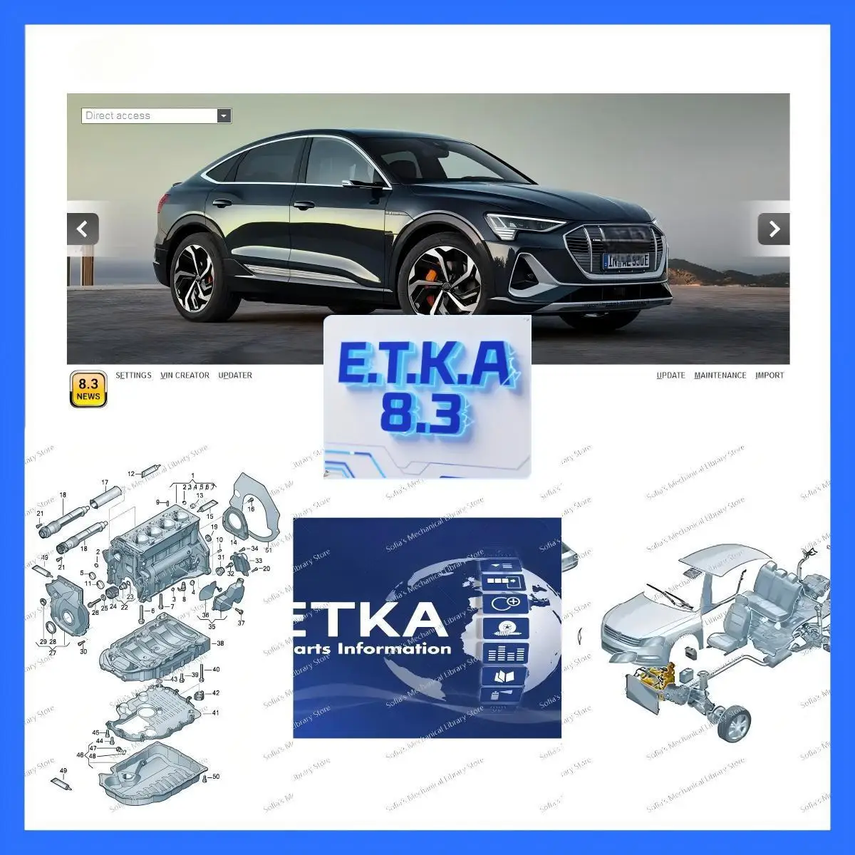 2025HOT ETKA 8.3  softwar Electronic Parts Catalogue For V/W+AU/DI+SE/AT+SKO/DA Multi-Languages deutsch French