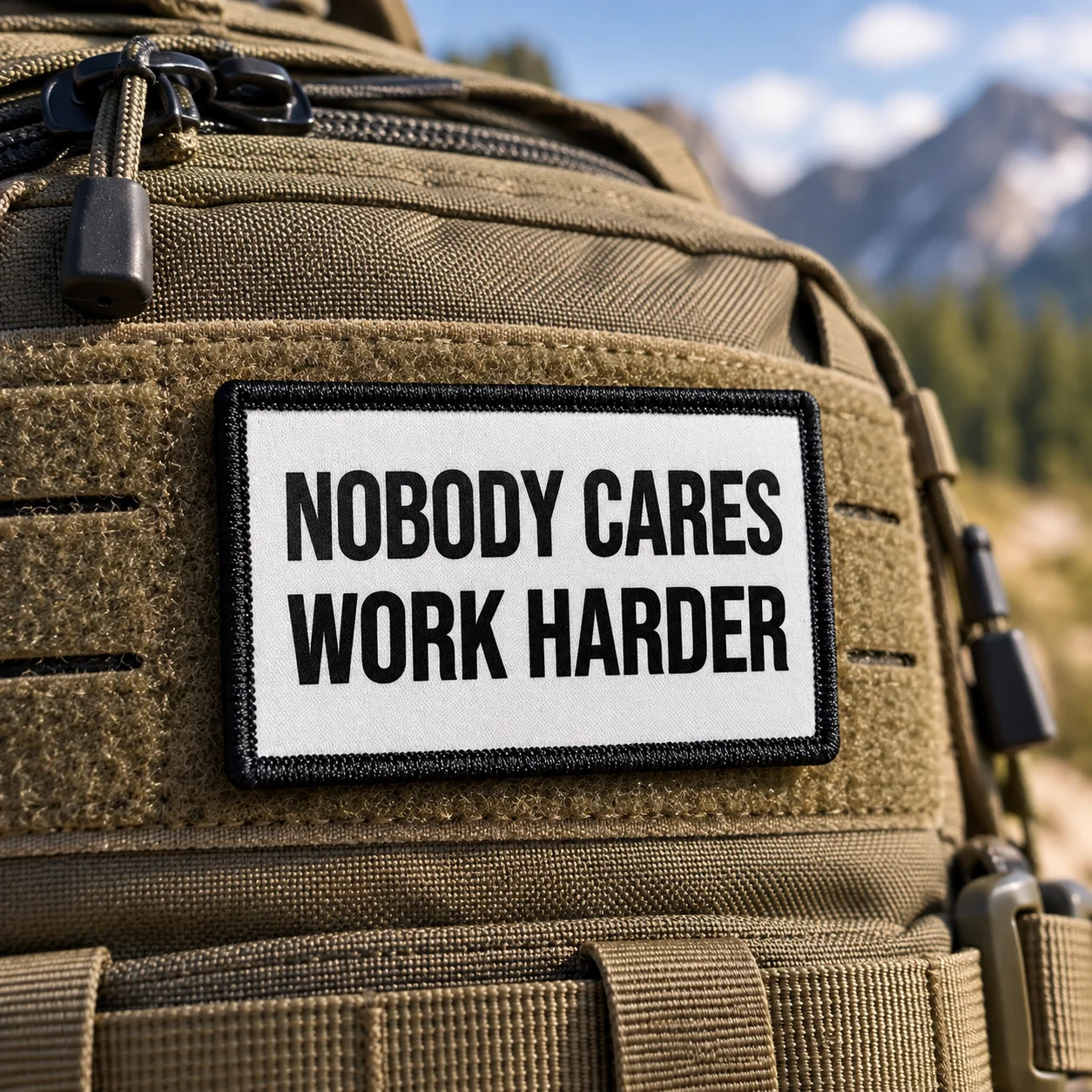 1PC Nobody Cares Work Harder Morale Patch Hook and Loop Backing Embroidered Patch for Hats, Bags, and Jackets