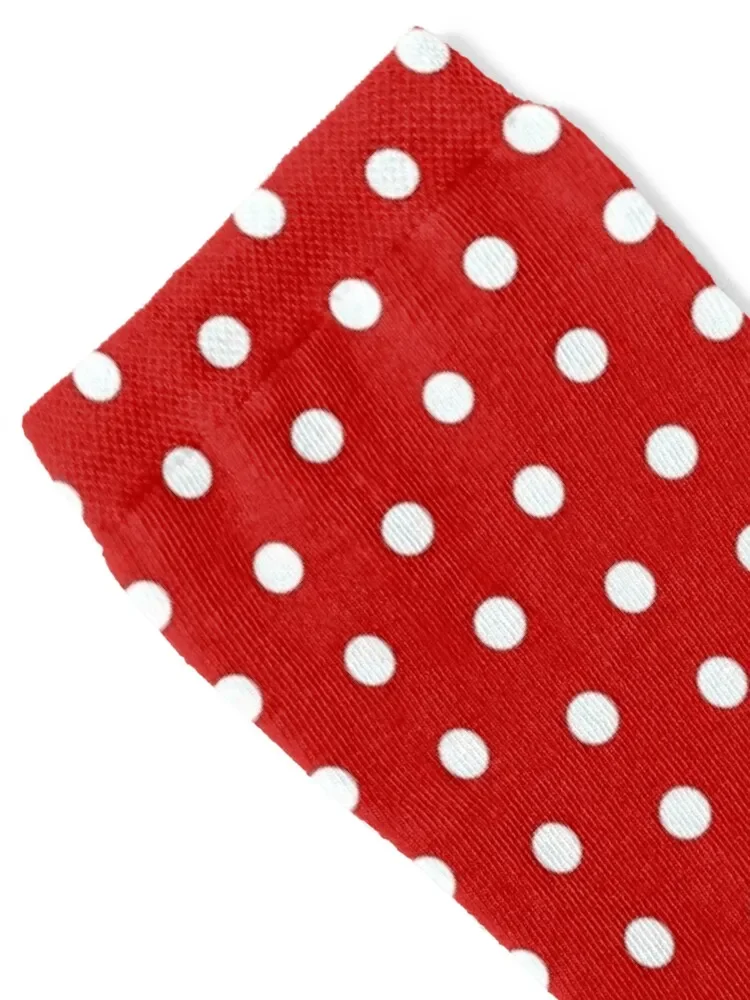 White Polka Dots on Deep Red Socks luxe Stockings compression anti-slip Toe sports Ladies Socks Men's