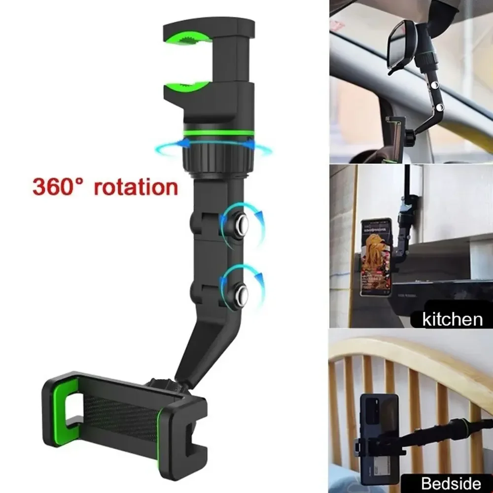 360° Rotating Universal Phone Mount - Rearview Mirror Car Holder for GPS & Smartphones​