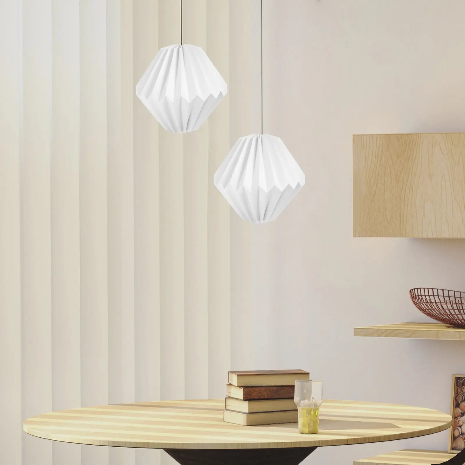 Foldable Paper Lantern Shade Origami Lamp Shade for Ceiling Living Room Bedroom Dining Room Hanging Pendant Light Decor