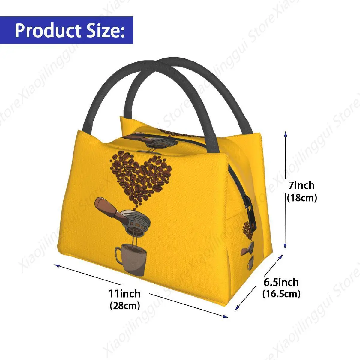 Coffee Beans Heart Barista Lunch Bag Insulated Cooler Waterproof Picnic Coffee Maker Oxford Tote Food Storage Bags