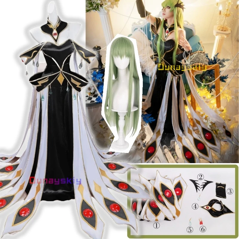 White Queen C.C. Women's Anime Dress Lelouch of The Rebellion Set Halloween Christmas Costumes for Adults