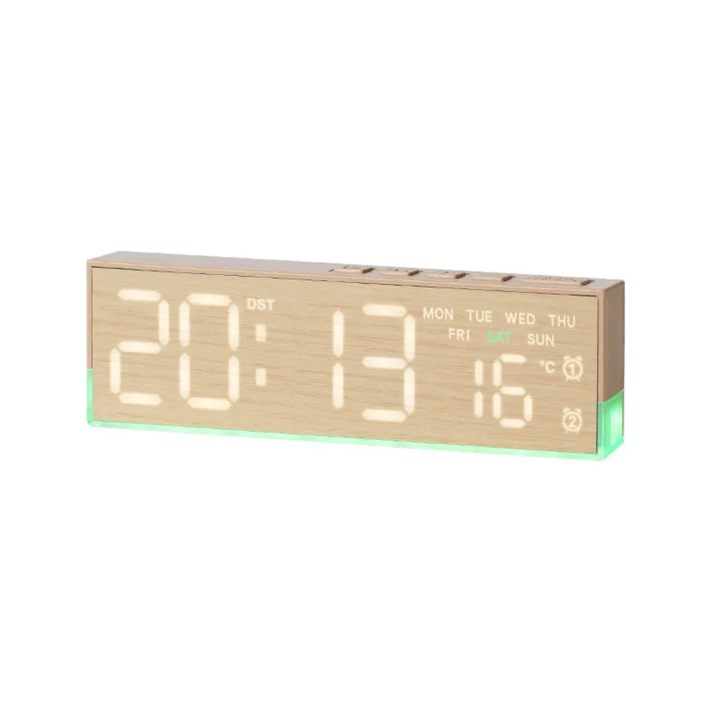 Digital Clock with Night Light Feature Shows Time Day Week Temperature and Alarm on Single Screen ABS Material