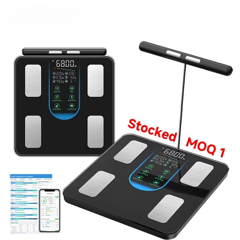 Accurate Smart Bathroom Weighing Scale BMI Fat Muscle Mass Analysis 8 Electrodes Body Fat Scale 180kg Custom