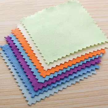 10 יחידות שקיות ניקוי ושיפור לתכשיטים בצבע כסף בגודל 8x8 סמ, עשויות מבד סוודה מיקרופייבר