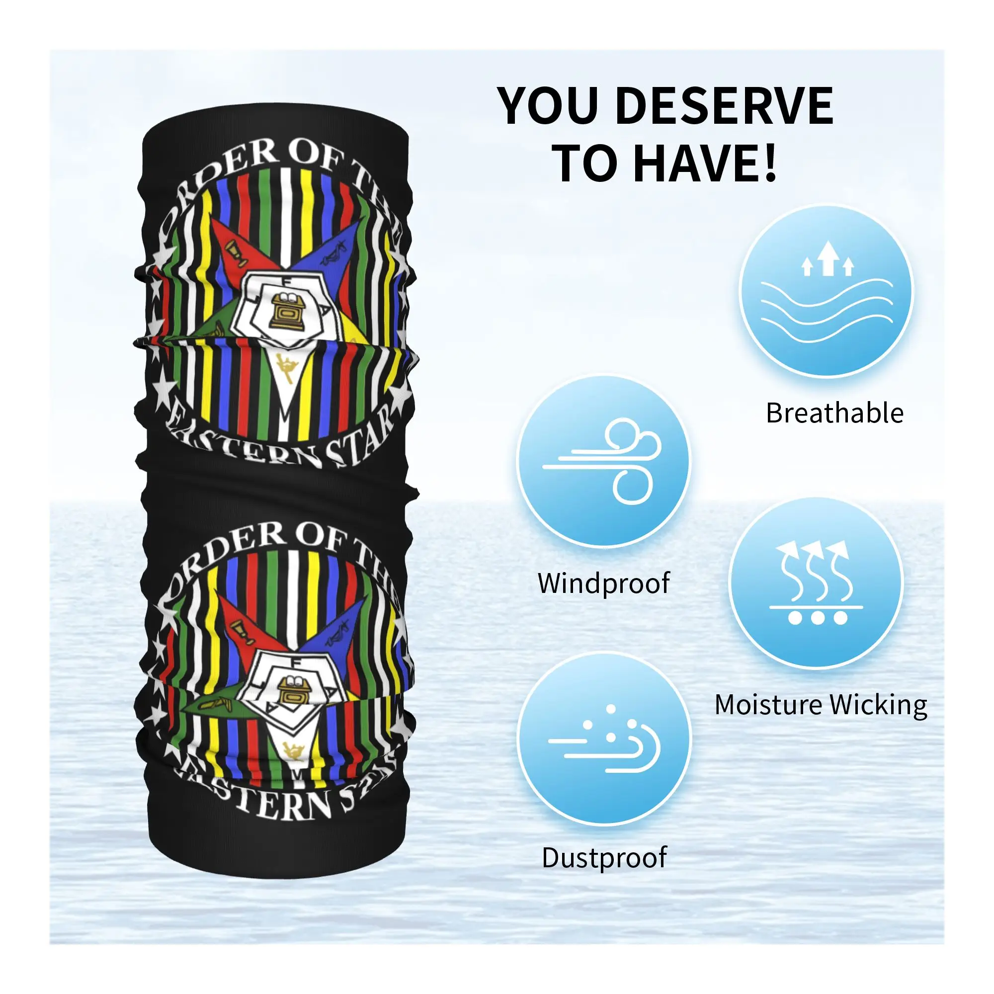 Personalizado OES orden de la estrella oriental Logo círculo hermandad cuello polaina mujeres hombres protección facial UV Bandana de invierno bufanda para esquí