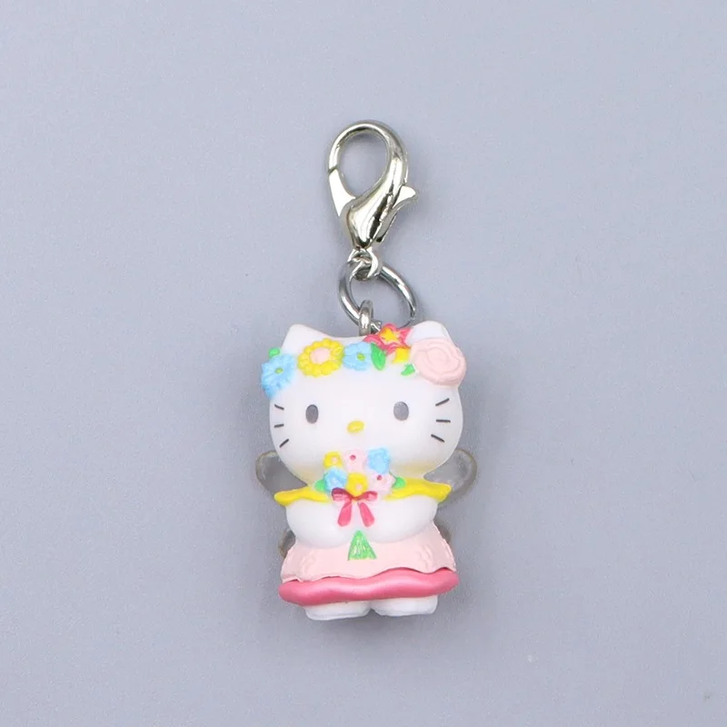 Kawaii Hello Kitty Cute KT Cat Keychain Pendant Bag Zipper Phone Chain Decoration Cake Pendant Anime Women Accessories Wholesale