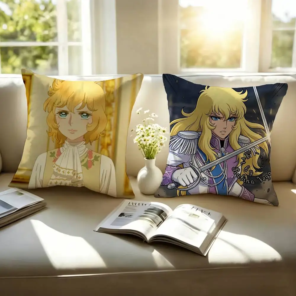 Rose of V-Versailles Lady Oscar Laser Square Double-Sided printed Pillow Case Bedroom Bedside Pillow Sofa Cushion Cover