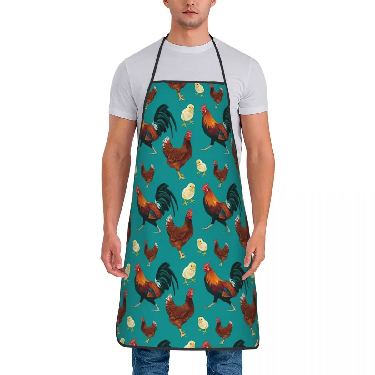 Chicken, Hen And Rooster Design Apron Chef Cooking Cuisine Tablier Sleeveless Bib Kitchen Cleaning Pinafore for Women Men image 3