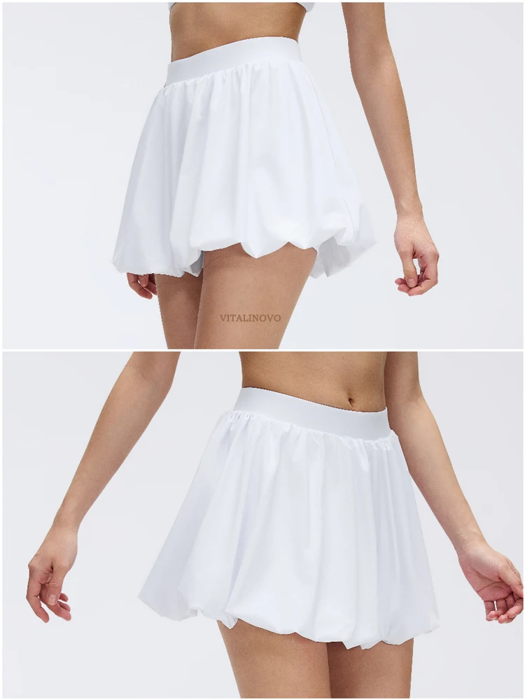 VITALINOVO Damen-Minirock, Skort, fließend, plissiert, hohe Taille, Rüschen, Tennisröcke für Damen, Blasensaum, sportlicher Skater, Golf – Detail 2