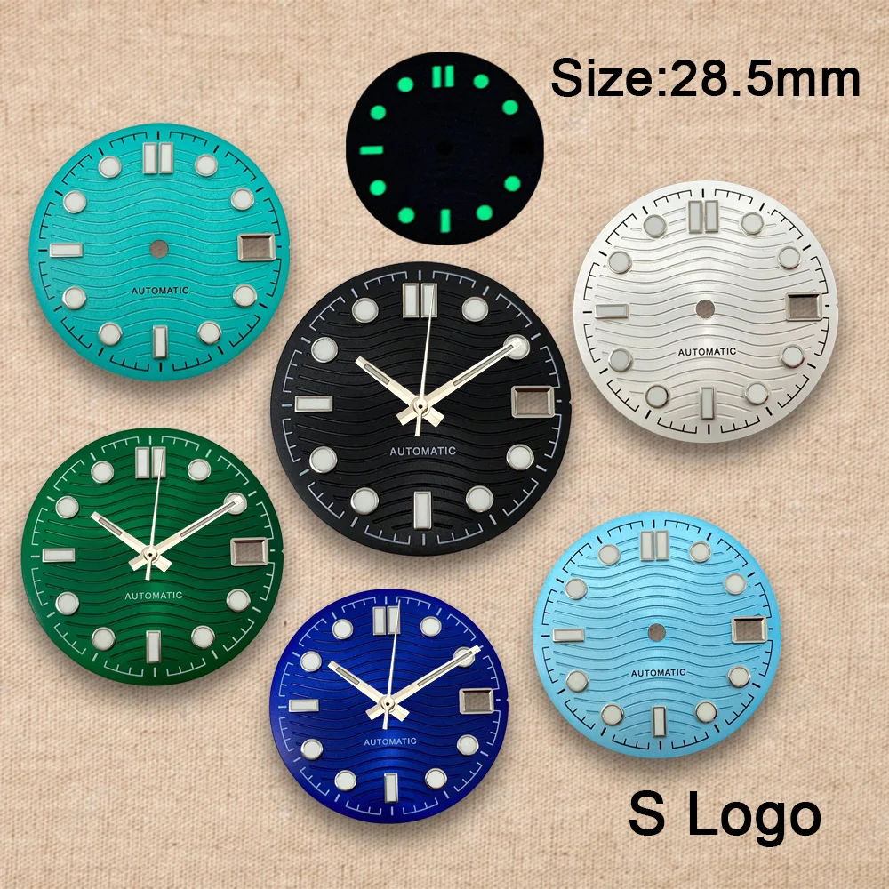 

S Logo 28.5mm Retro Digital Dial Suitable For NH35 Movement High Quality Green Luminous Watch Accessories Repair Tool