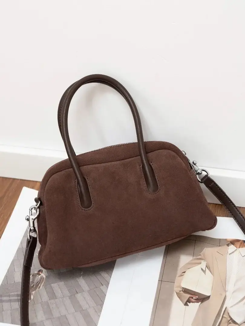 

Genuine Grade Suede Leather Women's Shoulder Crossbody Top-handle Bags Luxury Designer Brand Ladies Handbag for Woman Tote Bag