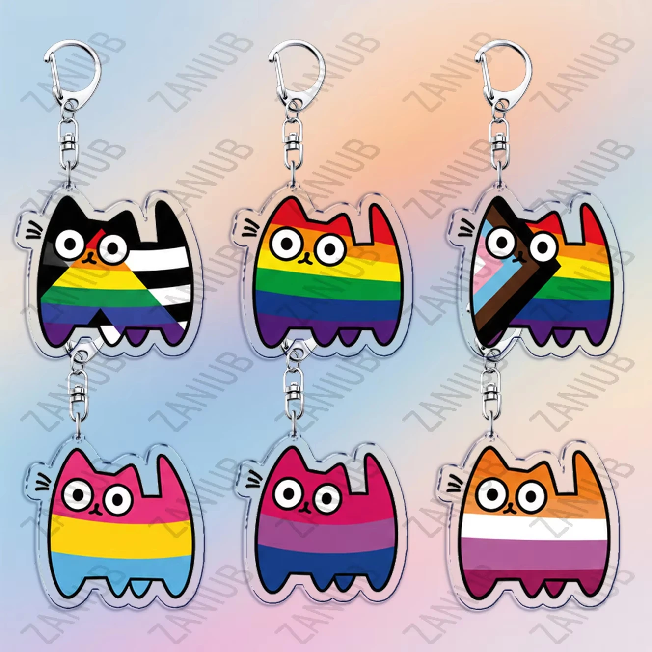 고양이 LGBT 레인보우 사랑 열쇠고리 액세서리 가방 - Carabiner Keychain 리뷰 및 가격