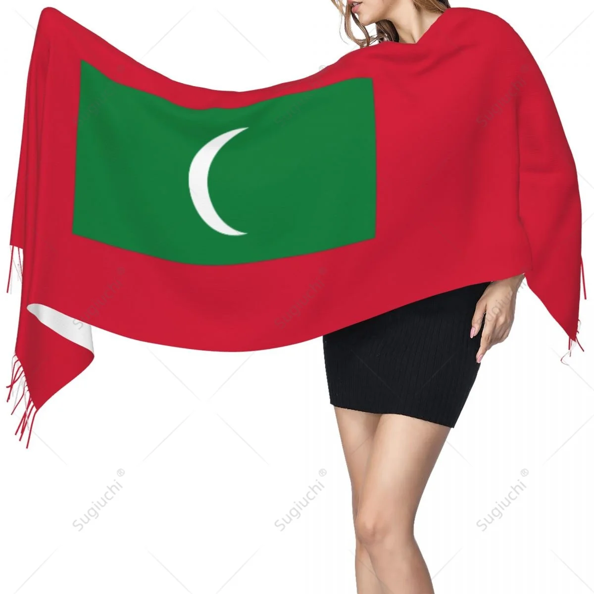 Maldives Flag Maldivians Scarf Pashmina Warm Scarves Shawl Wrap Hijab Spring Winter Multifunction Unisex