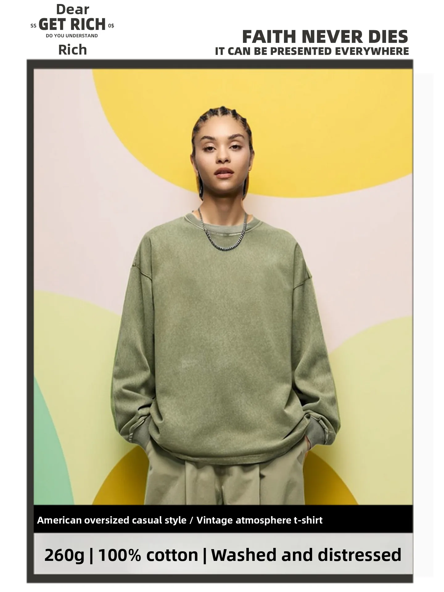 

Casual Cotton Long Sve T-irt ex Loose Fit Comfortable Sle for Early Autumn Faionable Classic Color Design