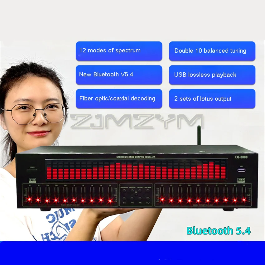 EQ8000 Equalizer Bluetooth 5.3 Faser-Koaxial Digital-Audio-Dekodierungs-Vorverstärker AC220V ± 10% 50Hz/60Hz – Detail 3
