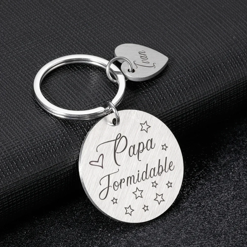 Custom Dad Keychain Father's Day Thanksgiving Gift for Papa Men Daddy Car Keyring Accessories Fashion Jewelry from Daughter Son