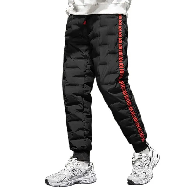 

2022 new style Men White Duck Down Pants Winter Thick Warm Slim Elastic Waist Scratchproof Windproof Trousers Skiing Camping