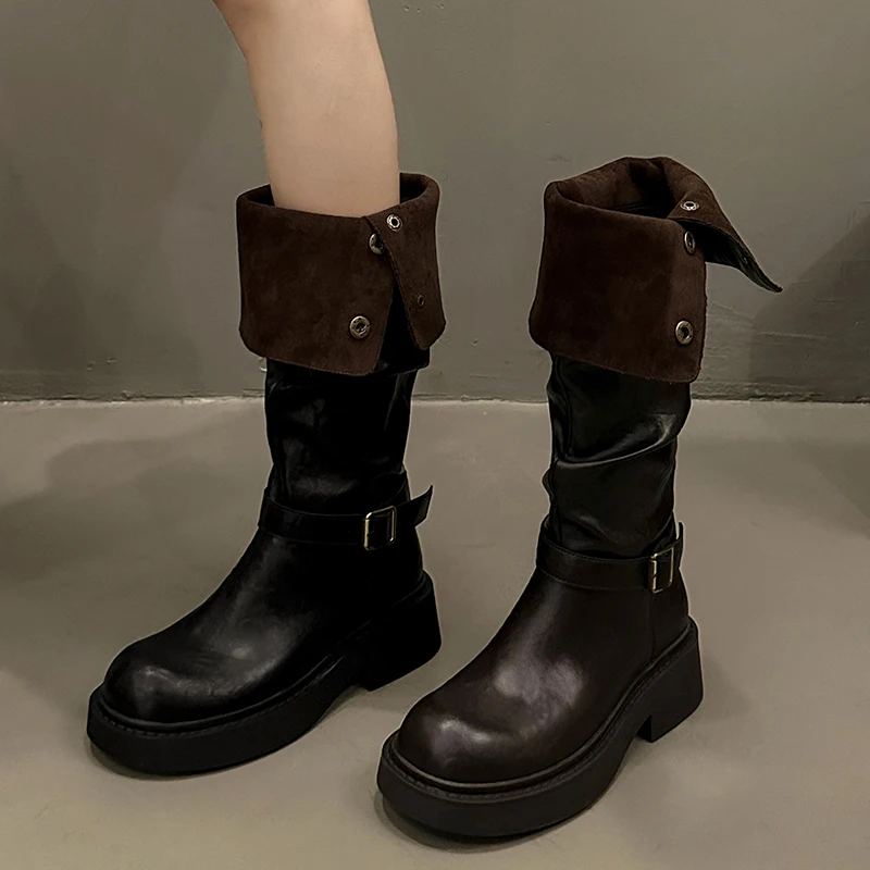 Women's Boots Autumn Winter Footwear Boots-Women Shoes 2024 Lolita Black Ladies Retro Black Boots Female Shoes Winter Footwear B image 4