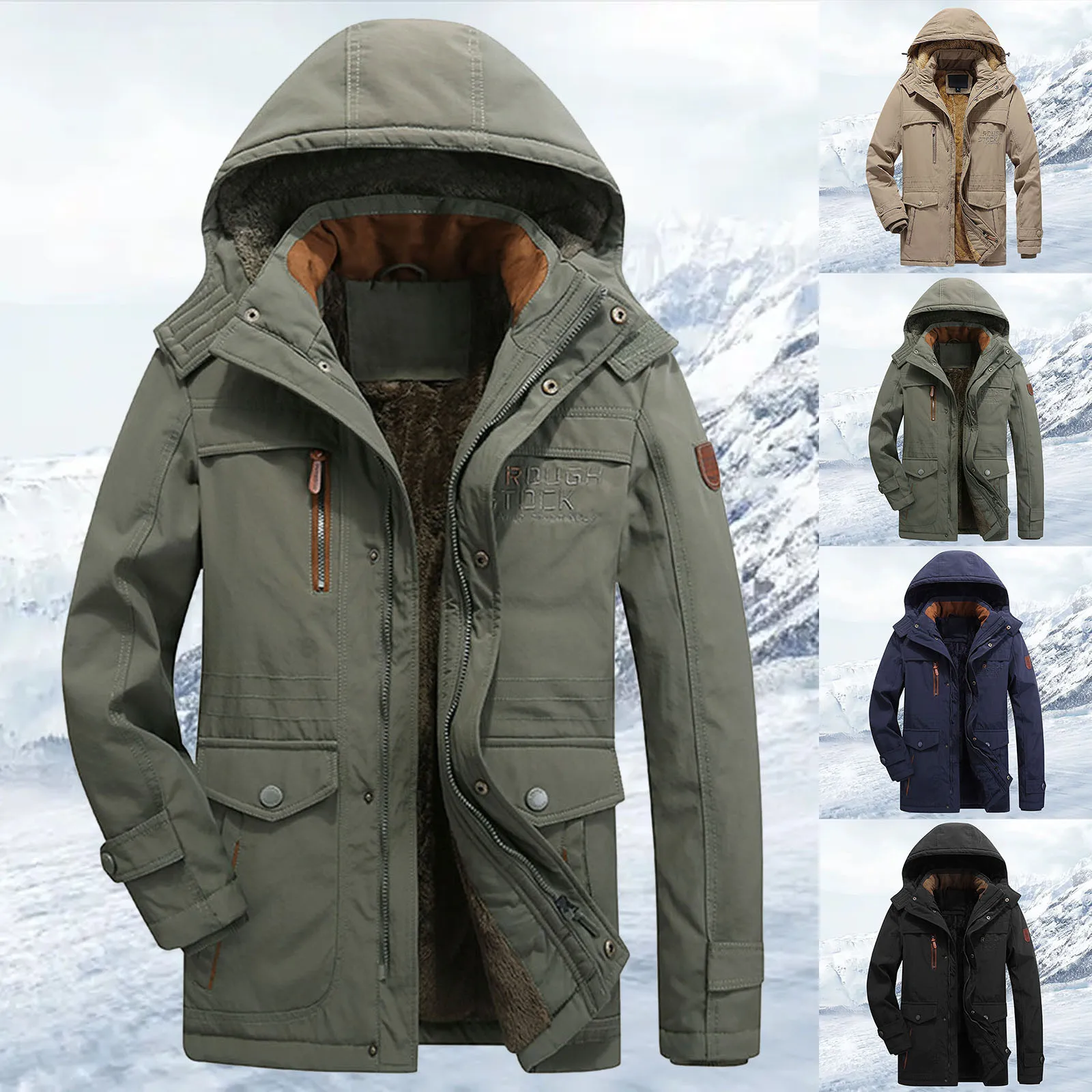 Herren-Winterjacke, gepolstert und verdickt, lockerer, lässiger Stil mit Taschen, Jacke, Mantel, Downs-Mantel für Herren, Herren-Winterjacke