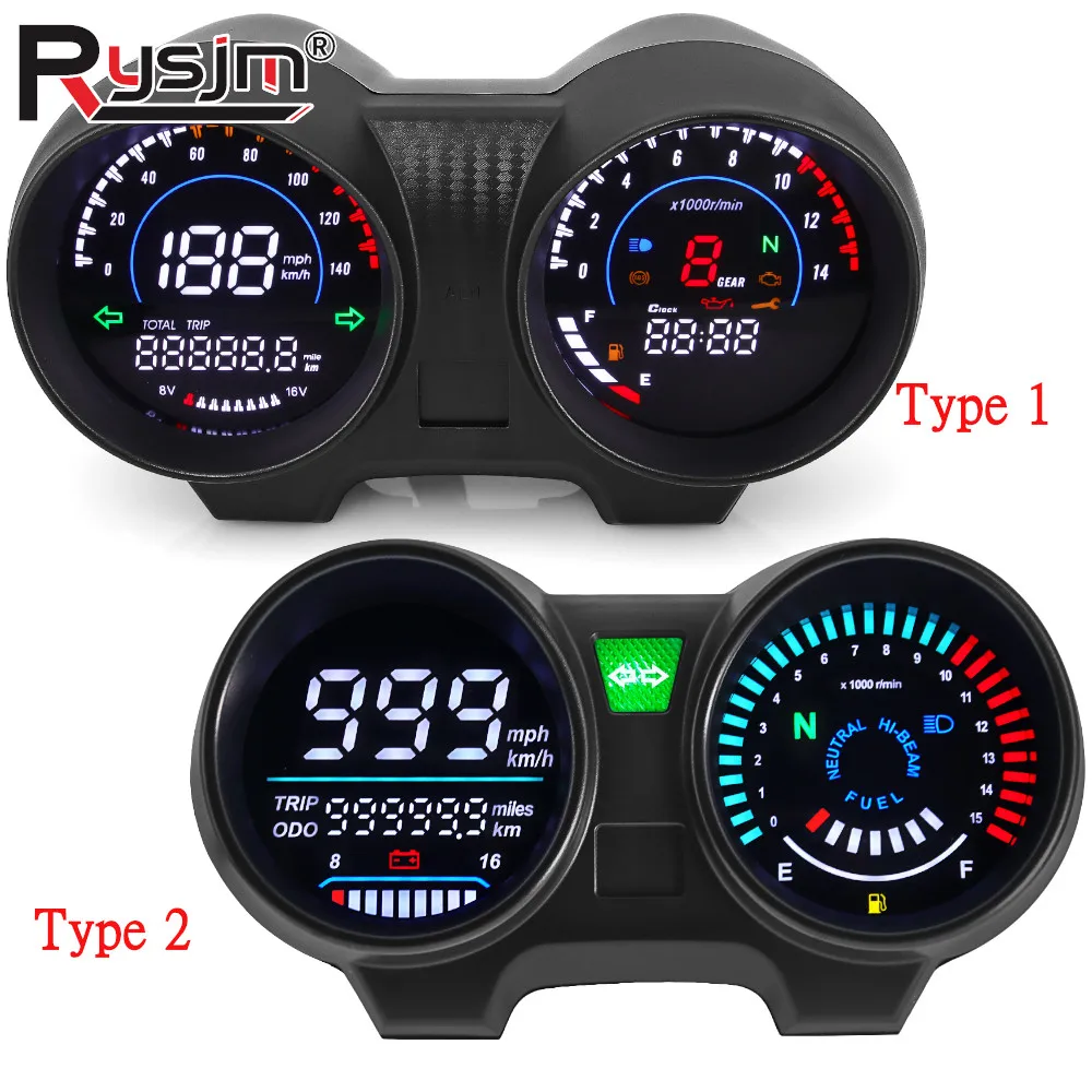 デジタルバイクダッシュボード-バイクスピードメーター-rpmメーター-タコメーター-オドメーター-燃料計-電圧計-ホンダcg150-fan150-titan-150用