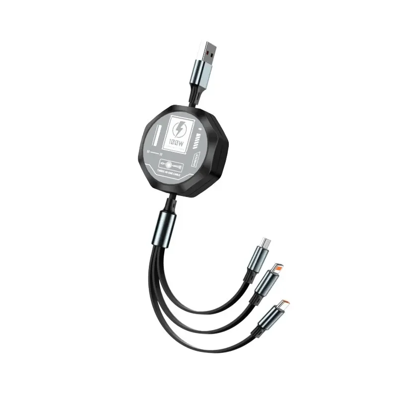 كابل USB صغير قابل للسح ، شحن سريع ونقل بيانات ، نوع C ، iPhone ، هاتف أندرويد ، شاومي ، هواوي ، OPPO ، W ، 3 في 1