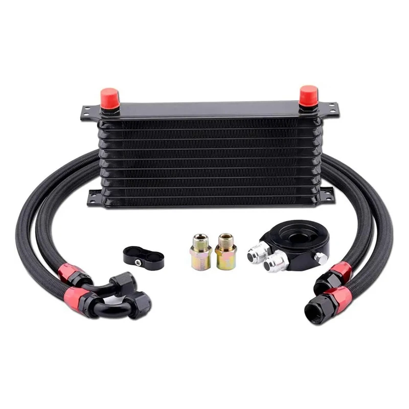 

Car Universal 10 Rows AN10 Oil Cooler + Oil Filter Sandwich Adapter + AN10 Hose Spare Parts Accessories For Cooling System Parts