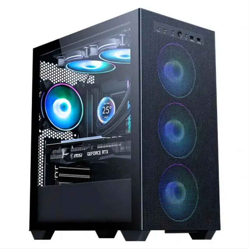 Aotesier Gaming PC core A8 7680 CPU Com 16G RAM 500 G SSD ATX/ITX/M-ATX painel lateral de visão completa Temper Glass Front Gaming pc game