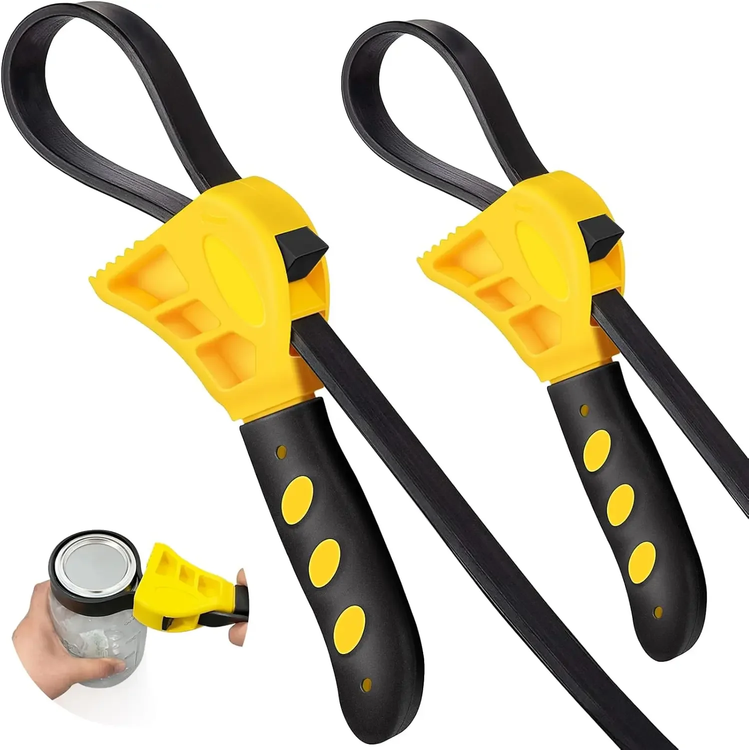 Rubber Strap Wrench Set Jar Opener for Weak Hands Strap Wrench for Jars, Plumbing, Shower Head, Water Filter, Pipe Nut Removal