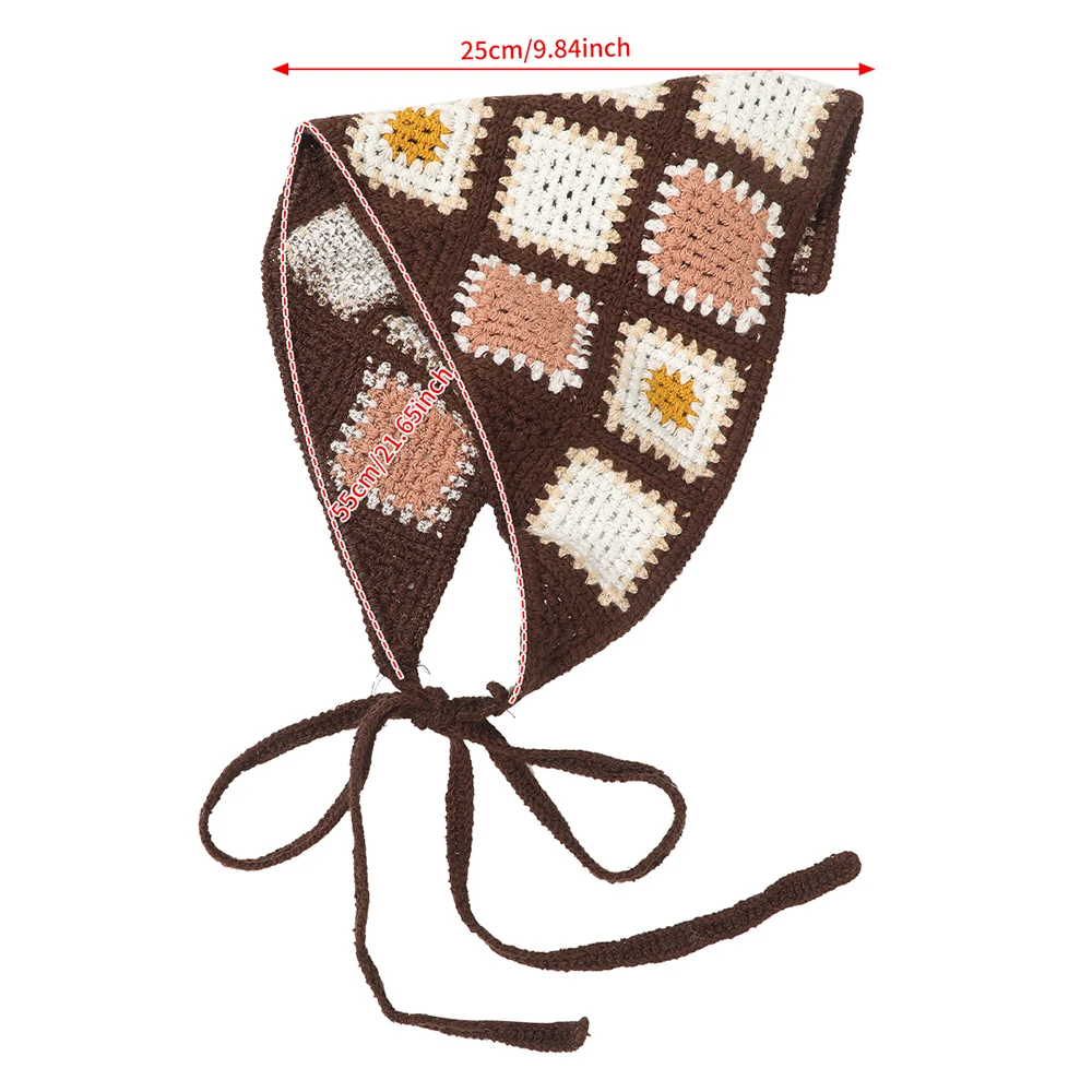Fiore Plaid lavorato a maglia triangolo foulard strisce fasce Boho capelli Bandana fazzoletto per capelli sciarpe per capelli accessori per capelli