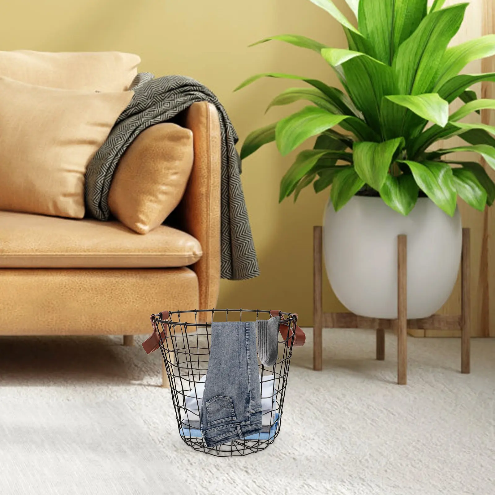 

Корзина для хранения дров Iron Firewood, большая вместимость, круглая форма, с ручкой, для использования на улице и в помещении, для кемпинга, органайзер для дров для камина