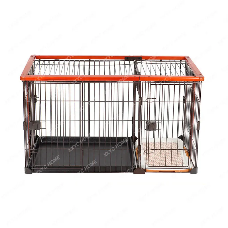 

Wooden Dog Crate Kennel with Toilet Shiba Inu Large, Medium and Small Dogs Indoor Pet Enclosure with Partition Fence