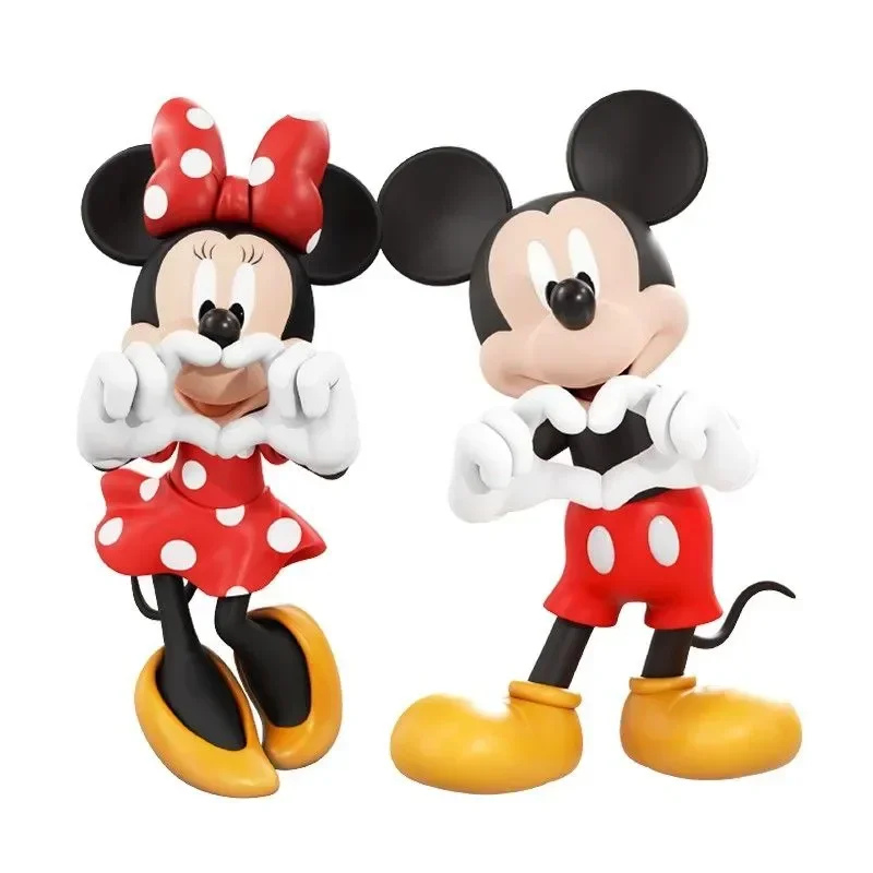 15 cm MINISO Mickey Mouse Standbeelden Cartoon Mickey Minnie Figues Handgemaakte Desktop Decor Collectie Speelgoed Paar Mickey Pop Kids Gift