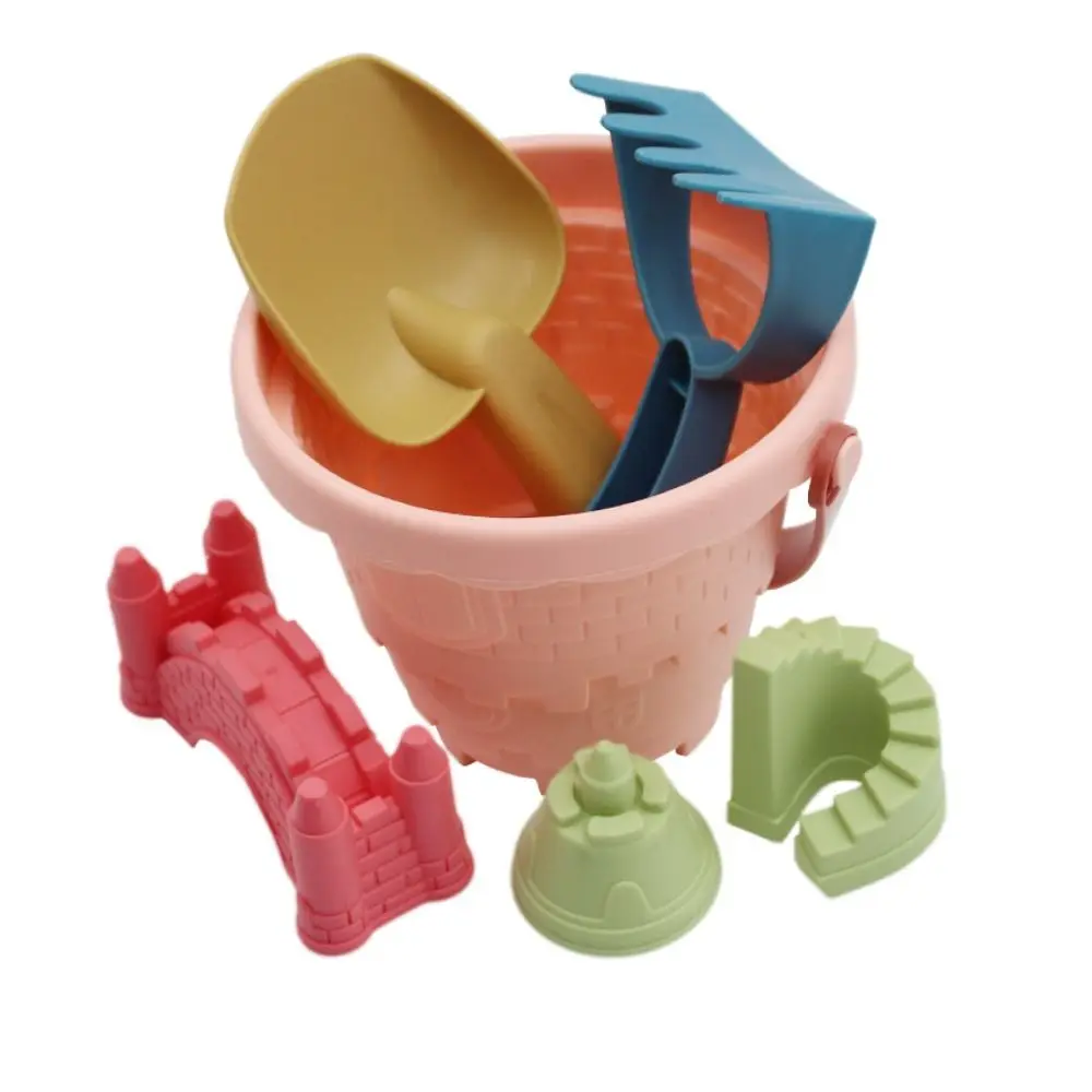 6PCS Plastic Kids Plaything Outdoor Game For Kids Beach Castle Bucket Sand Toys Set Shovel Rake Mold Digging Sand Kit