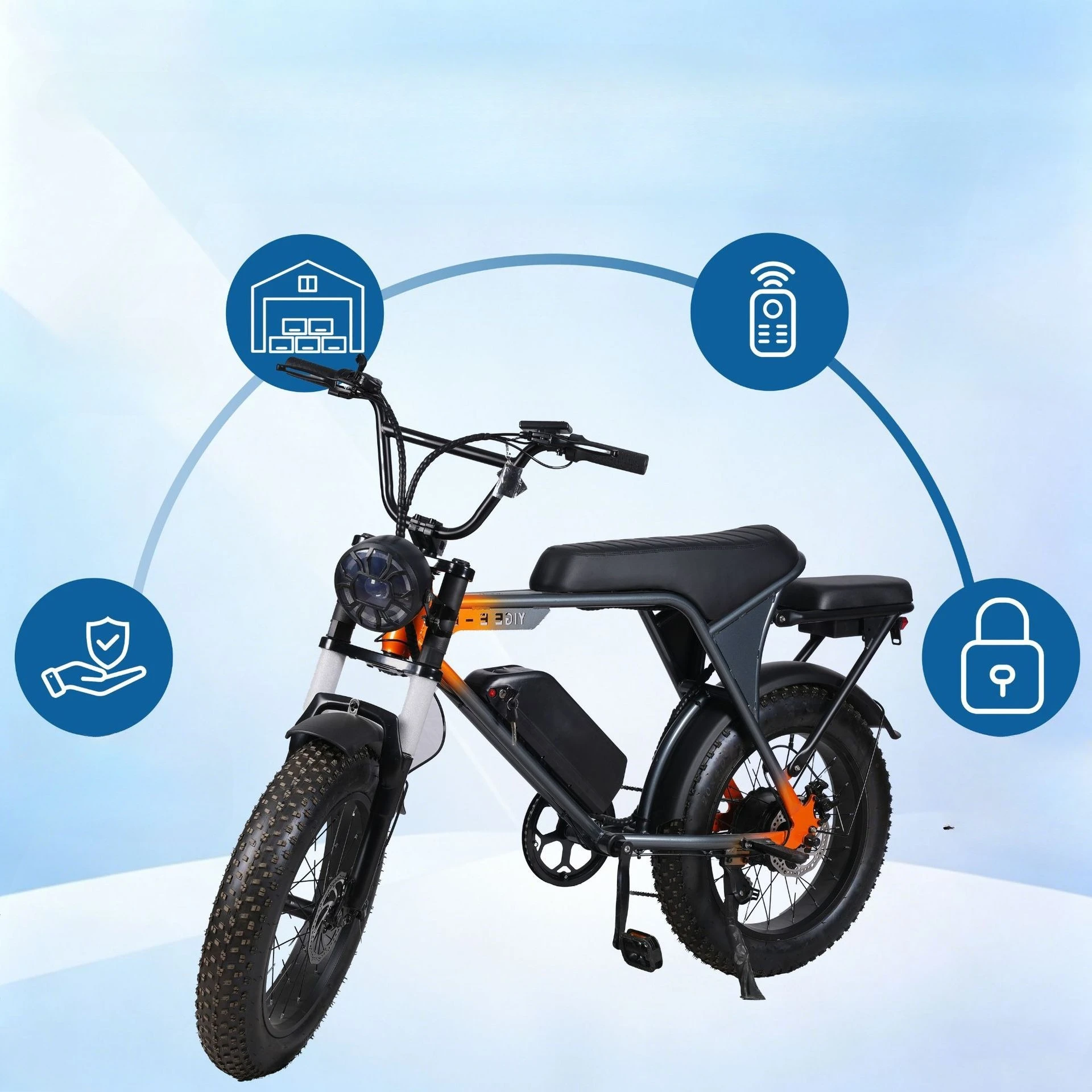 Electric bicycle with 7 gears, variable speed power assist, folding mountain beach bike, spot in overseas warehouse.