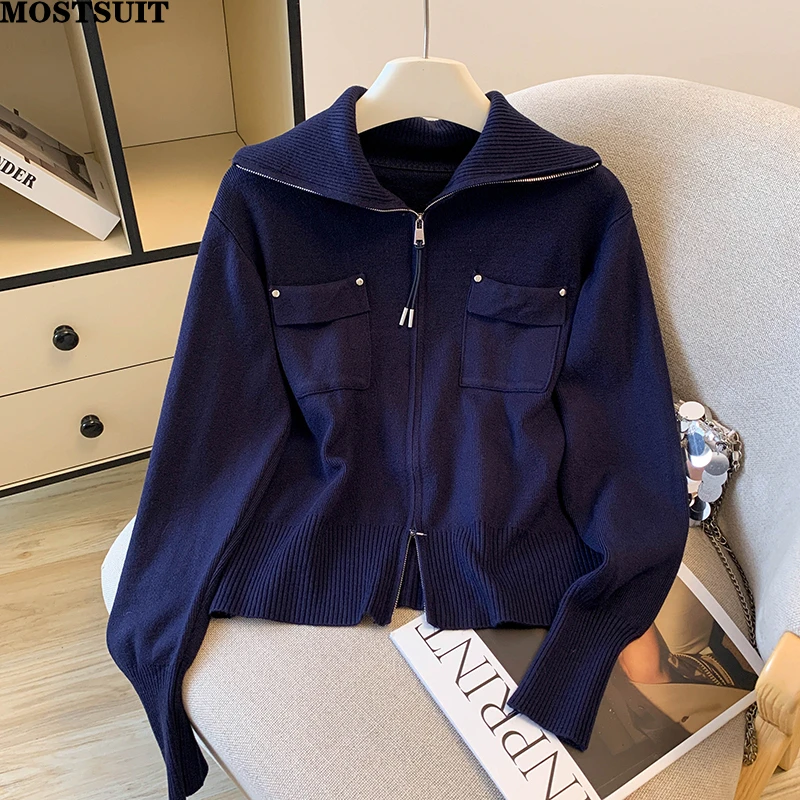 

Стильный модный вязаный свитер, кардиган, женская куртка, пальто, осень-зима 2021, топы на молнии с длинными рукавами, повседневные свободные женские джемперы