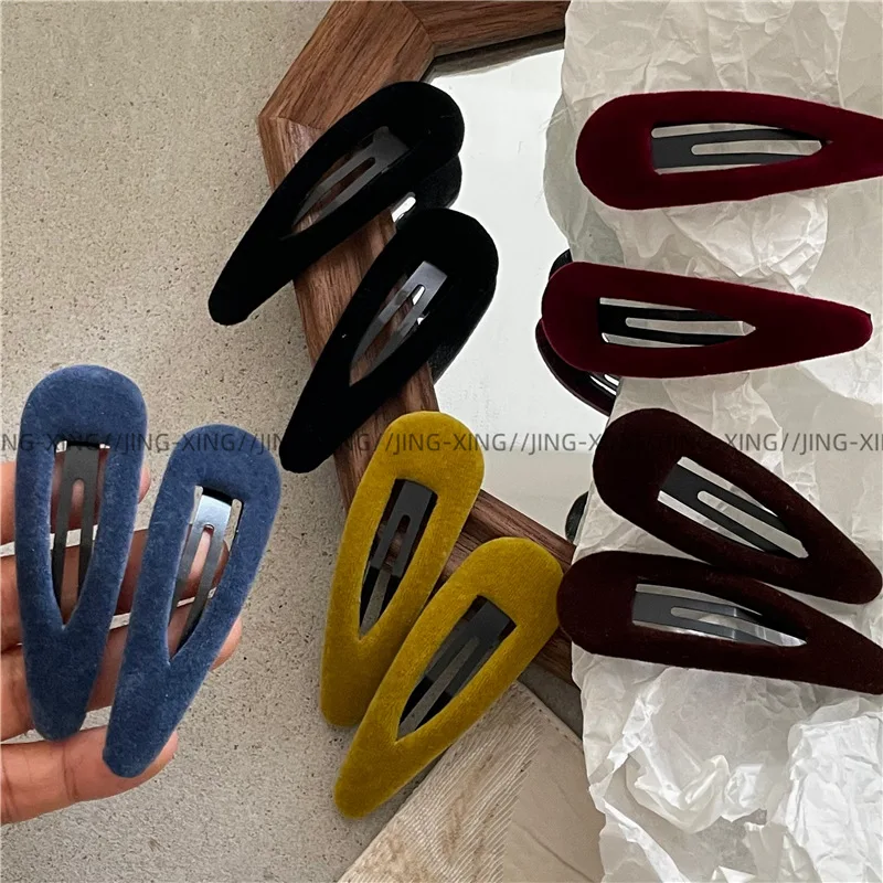 Fashion Colorful Velour Waterdrop BB Hair Clips Sweet Side Bangs Fixing Pins Korean Style Daily Hair Accessories for Ladies