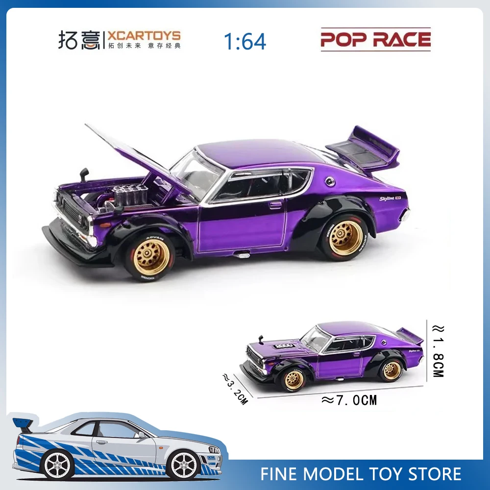 POP RACE 1:64 SKYLINE GT-R V8 DRIFT (KENMERO) Tokyo Exhibition Limited True Scale Miniatuur Model Legering Model Auto Gift
