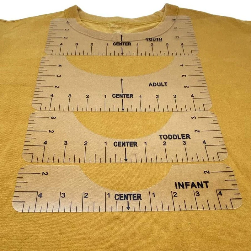 8x T-Shirt Lineal Guide Ausrichtung werkzeug für Vinyl, Ausrichtung werkzeug für Grafik T-Shirt Zentr ier werkzeug (transparent)